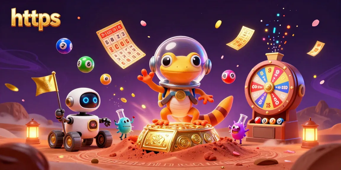 Experience the excitement of gambling at https with dynamic lottery balls and a golden casino scene!