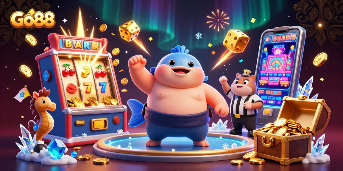 Go88 offers an exciting underwater casino scene with dynamic gaming elements and colorful characters.