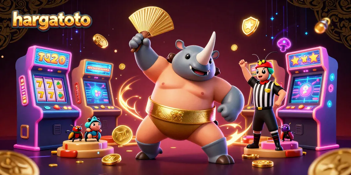 Experience hargatoto's thrilling gameplay with a vibrant 3D casino scene featuring engaging characters and gaming elements.