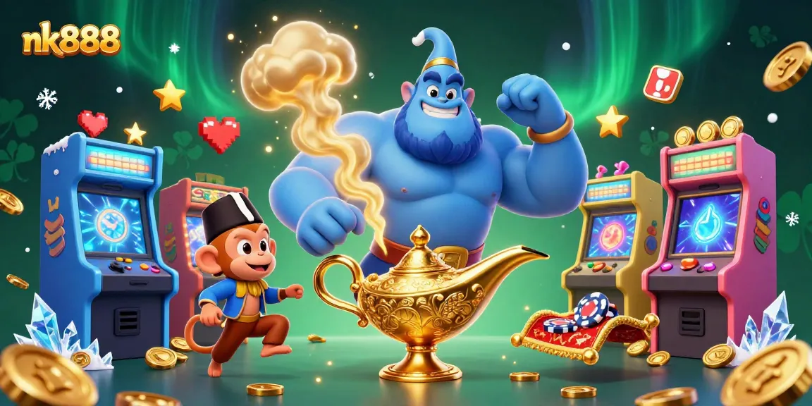 Play nk888 with vibrant characters and immersive casino elements in a dynamic illustration