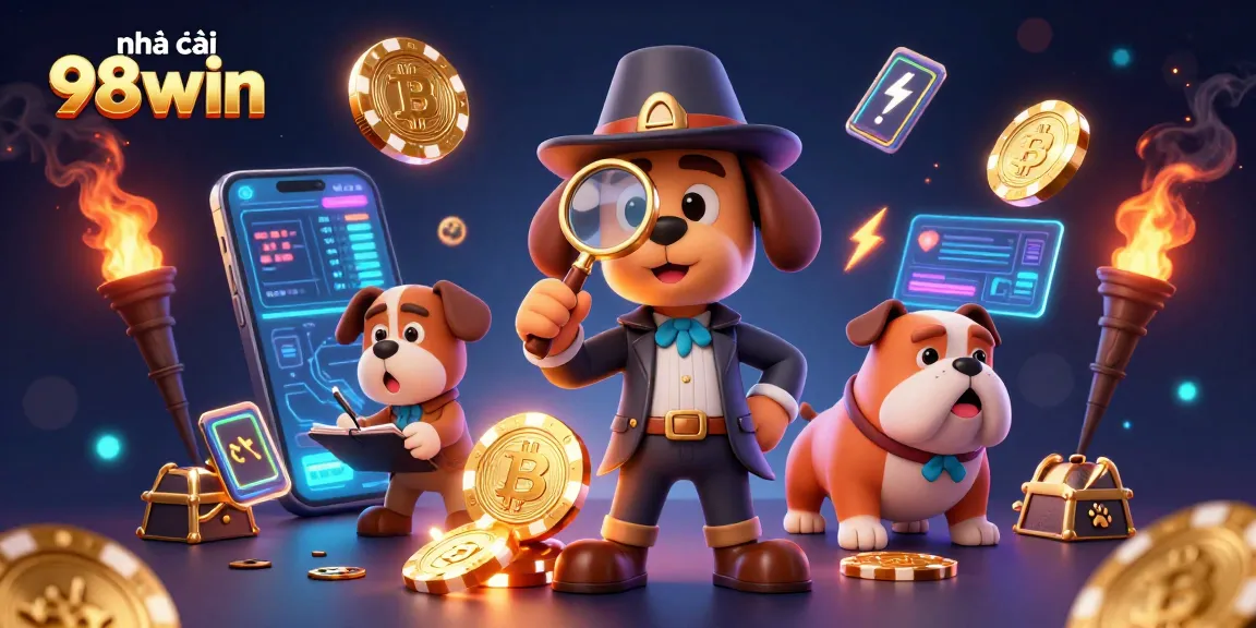 Unleash your luck in nhà cái 98win with a treasure hunt led by a detective and golden poker chip clues.