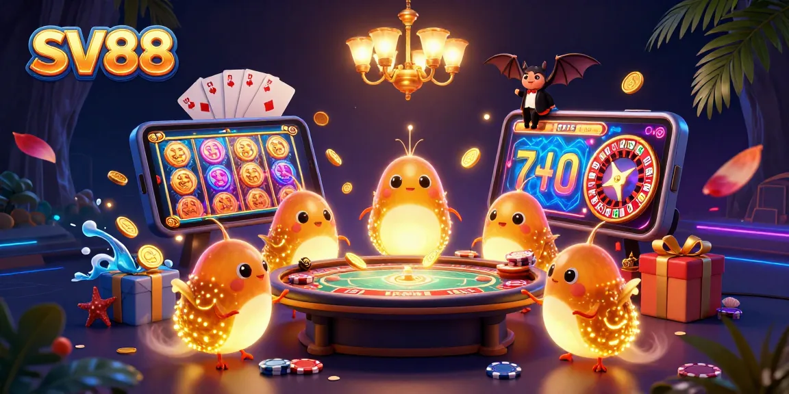 SV88 casino glowworms illuminate gameplay with vibrant slots, cards, and a live-dealer bat.