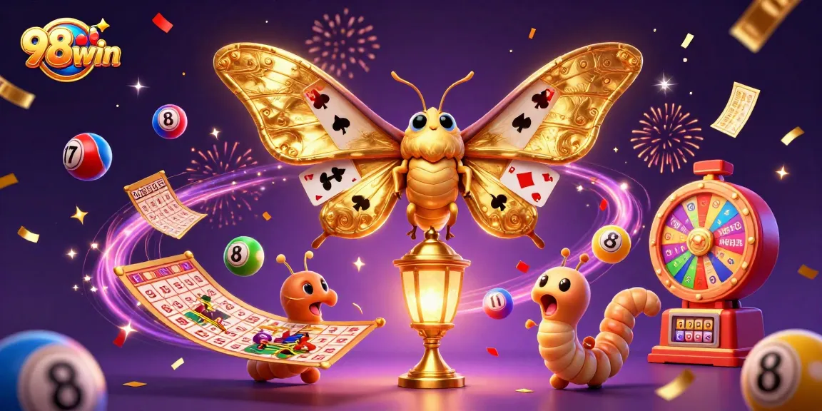 Experience thrilling gameplay with 98win in this vibrant casino scene featuring interactive lottery and game elements.