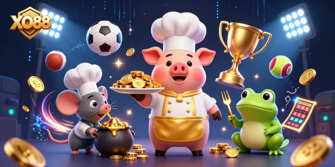 Engage with XO88 while winning prizes with vibrant casino-themed characters and exciting sports elements.