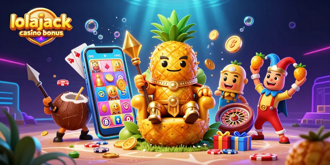 Experience the thrill of the lolajack casino bonus with an engaging illustration showcasing vibrant casino elements and characters.