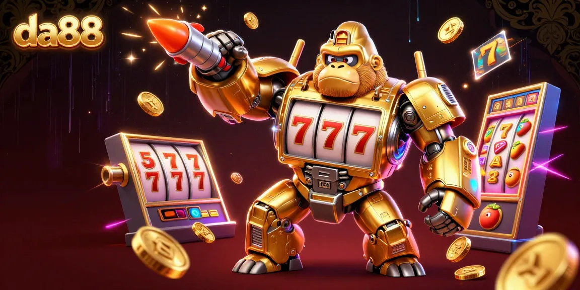 Engage with da88's thrilling slots experience featuring a golden gorilla mech and dynamic reels.