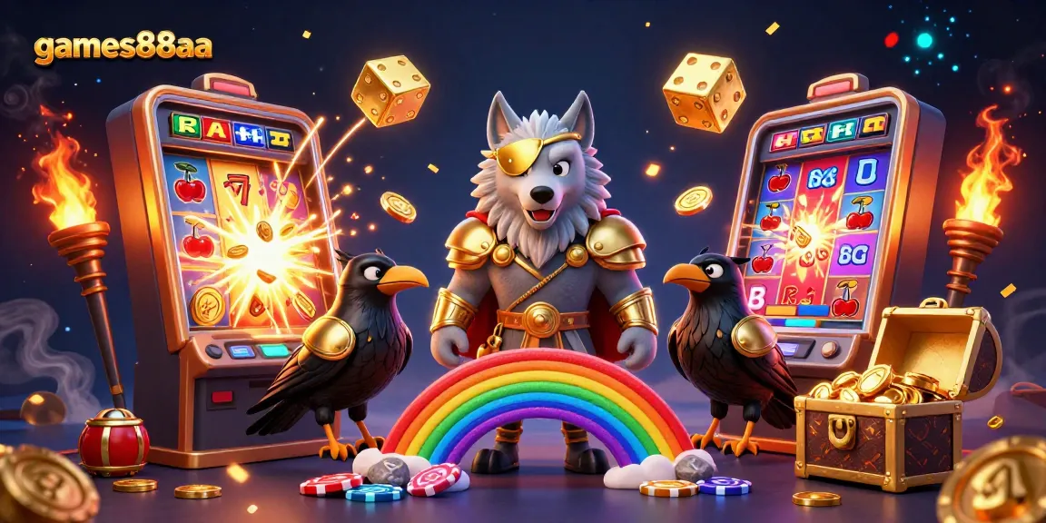 Experience excitement with games88aa through a dynamic casino adventure scene featuring unique characters.