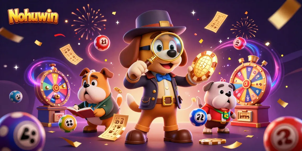 Nohuwin engaging players with a vibrant scene of lottery excitement and dynamic gaming elements.