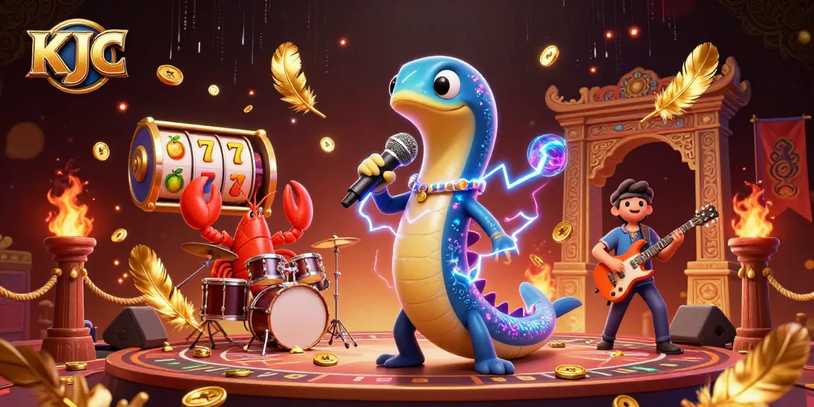 KJC entertains players with a vibrant underwater casino scene featuring an electric eel DJ, lobster drummer, and seahorse guitarist.
