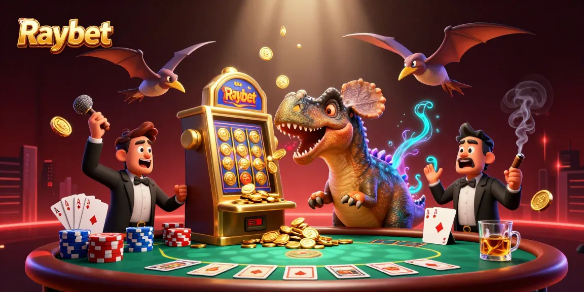 Raybet features a pachycephalosaurus winning jackpots at a casino, dynamic and vibrant scene.