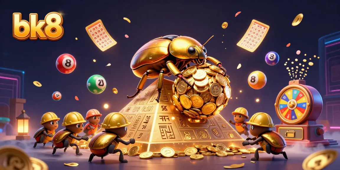 Play with bk8 in a vibrant casino scene featuring dynamic lottery elements and golden coins.