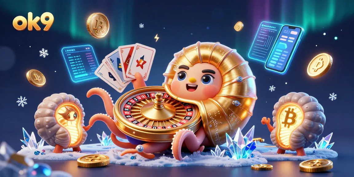 Engage with dynamic ok9 casino experience featuring ancient nautilus and glowing crypto elements.